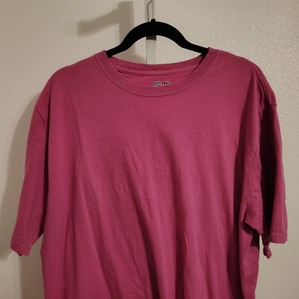 Jerzees Women's Short Sleeve Crewneck Top Size XL Cotton Pink Vintage - Picture 3 of 10